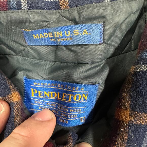 Vintage Pendleton Shirt Mens Large Flannel Wool Plaid Made in USA - Picture 10 of 13